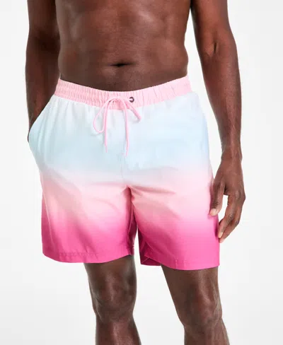 Club Room Men's Kenji Ombre Swim Trunks, Created For Macy's In Aqua Whisp