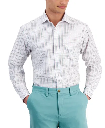 Club Room Men's Regular Fit Letto Plaid Dress Shirt, Created For Macy's In  Green Pink