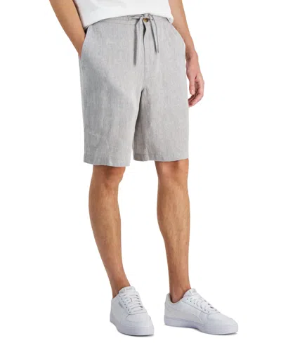 Club Room Men's Linen 9" Drawstring Shorts, Created For Macy's In Shade Grey