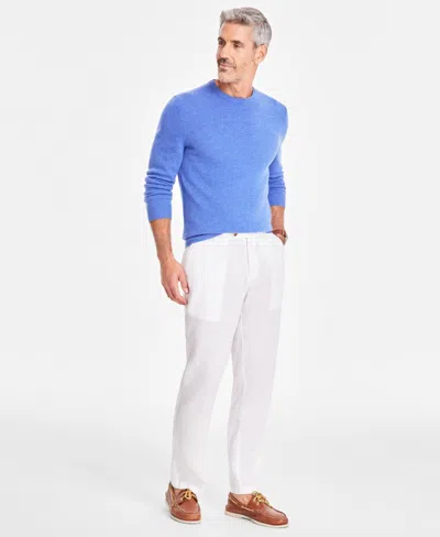Club Room Men's Linen Solid Pants, Created For Macy's In White Pure