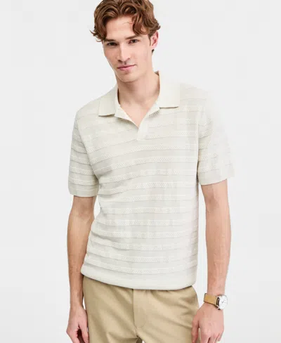Club Room Men's Linen-blend Polo Shirt, Macy's Exclusive In White