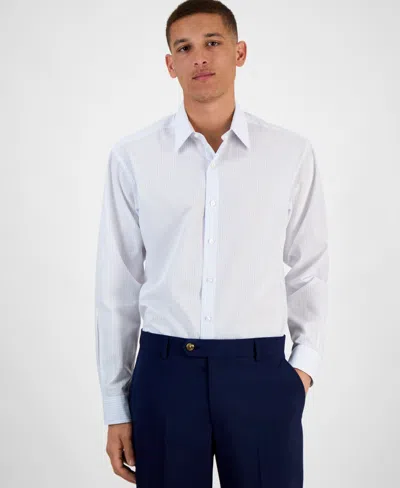Club Room Men's Long Sleeve Button-front Micro Check Dress Shirt, Exclusively At Macy's In White Light Blue