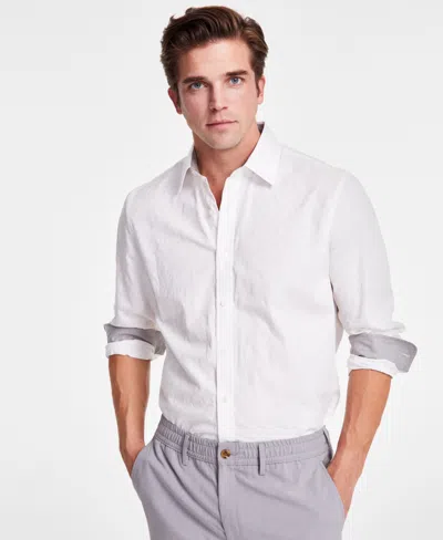 Club Room Men's Long Sleeve Diamond Jacquard Button-front Shirt, Exclusively At Macy's In Winter Ivo