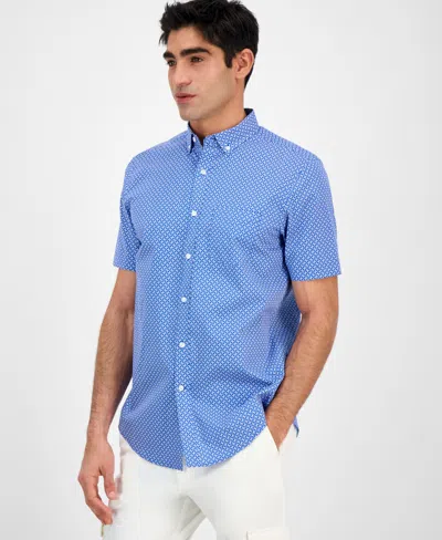 Club Room Men's Luna Regular-fit Stretch Geo-print Button-down Poplin Shirt, Exclusively At Macy's In Riviera Bl