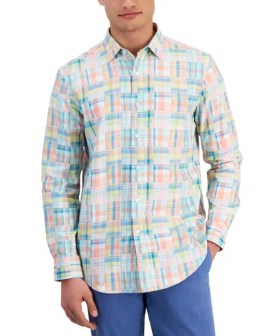Club Room Men's Madras Plaid Long Sleeve Button-front Shirt, Created For Macy's In Multi