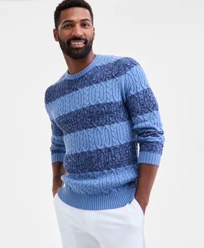 Club Room Men's Marled Cable-knit Crewneck Sweater, Macy's Exclusive In Blue