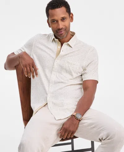 Club Room Men's Medal Print Short-sleeve Button-up Knit Shirt, Macy's Exclusive In White