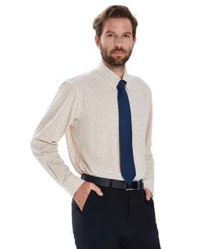 Club Room Men's Medium Gingham Dress Shirt, Macy's Exclusive In White