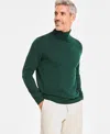 Club Room Men's Merino Wool Blend Turtleneck Sweater, Created For Macy's In Green
