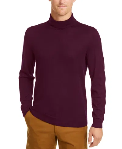 Club Room Men's Merino Wool Blend Turtleneck Sweater, Created For Macy's In Red Plum