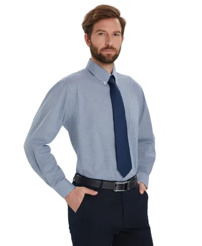 Club Room Men's Mini Gingham Dress Shirt, Macy's Exclusive In Blue