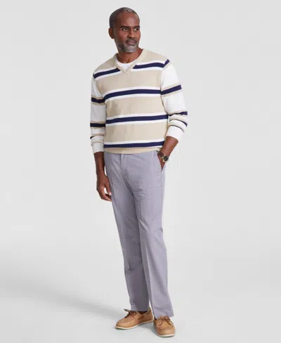 Club Room Men's Mixed Stripe V-neck Sweater, Created For Macy's In Safari