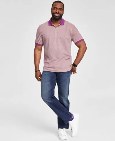 Club Room Men's Omega Psi Phi Regular-fit Geo-print Performance Polo Shirt, Created For Macy's In Purple