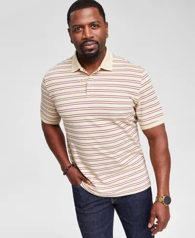Club Room Men's Omega Psi Phi Regular-fit Stripe Performance Polo Shirt, Created For Macy's In Silver Fern