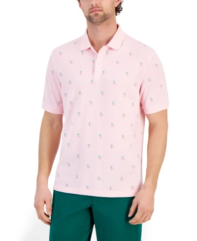 Club Room Men's Palm Tree Graphic Pique Polo Shirt, Created For Macy's In Rose Shadow