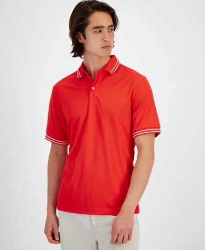 Club Room Men's Performance Stripe Polo, Created For Macy's In Papaya Punch