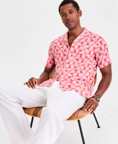 Club Room Men's Petal Paisley Silk Blend Short Sleeve Shirt, Macy's Exclusive In Pink