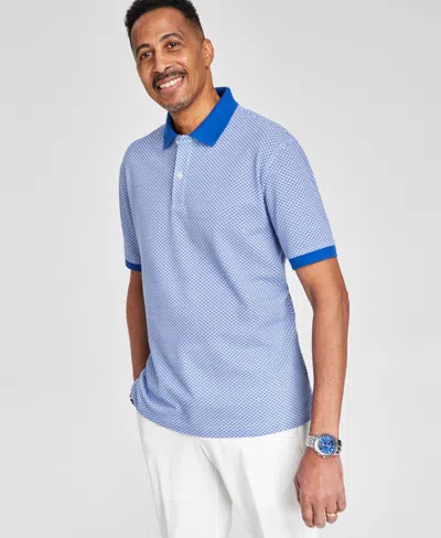 Club Room Men's Geometric Short-sleeve Polo Shirt, Created For Macy's In Abyss Blue