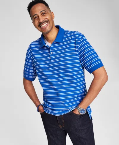 Club Room Men's Phi Beta Sigma Striped Short-sleeve Polo Shirt, Created For Macy's In Abyss Blue