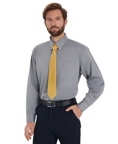 Club Room Men's Pinpoint Button Front Solid Dress Shirt, Macy's Exclusive In Gray