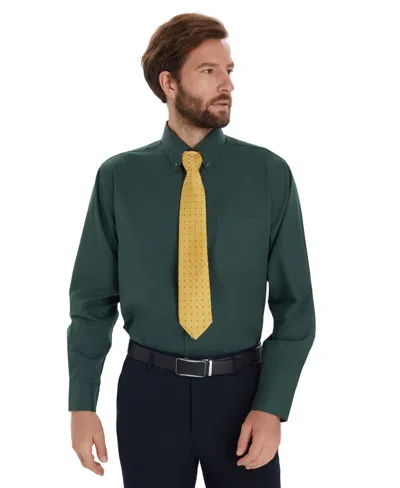 Club Room Men's Pinpoint Button Front Solid Dress Shirt, Macy's Exclusive In Green