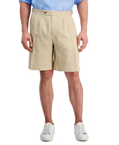 Club Room Men's Pleated Linen 9" Shorts, Created For Macy's In Safari