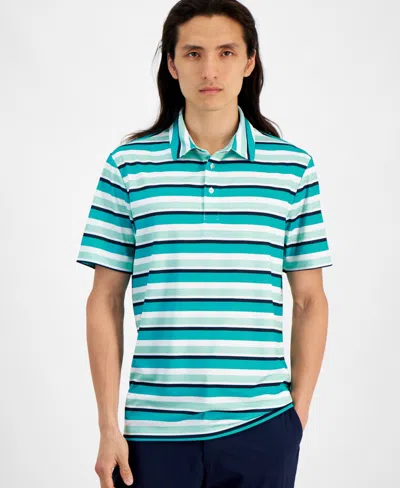 Club Room Men's Post Regular-fit Stripe Performance Tech Polo Shirt, Created For Macy's In Sprint Mint