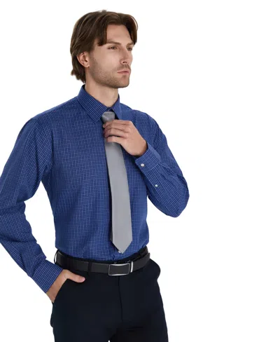 Club Room Men's Promo Regular Fit Micro Check Dress Shirt, Macy's Exclusive In Blue