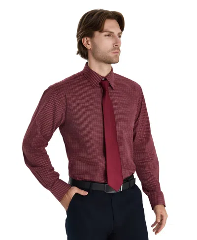 Club Room Men's Promo Regular Fit Micro Check Dress Shirt, Macy's Exclusive In Burgundy