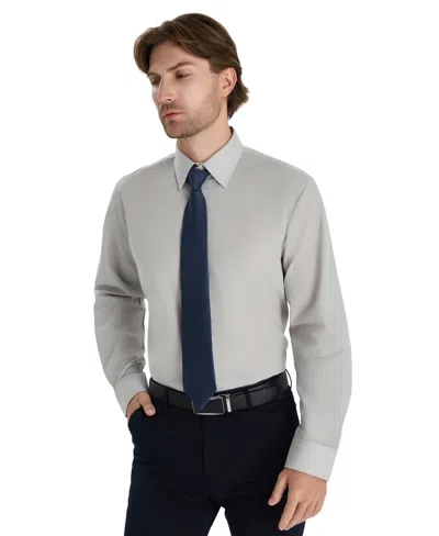 Club Room Men's Regular Fit Solid Dress Shirt, Macy's Exclusive In Gray