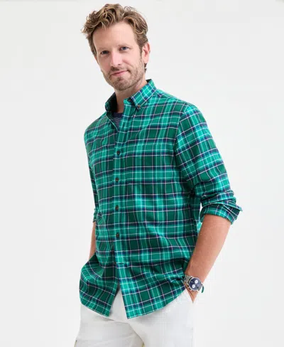 Club Room Men's Proper Plaid Brushed Cotton Button-down Shirt, Macy's Exclusive In Green