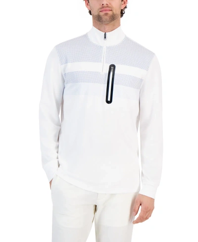 Club Room Men's Quarter-zip Shirt, Created For Macy's In Bright White