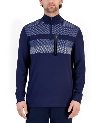 Club Room Men's Quarter-zip Shirt, Created For Macy's In Navy Blue