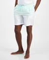 Club Room Men's Quick-dry Performance Colorblocked Stripe 7" Swim Trunks, Created For Macy's In White