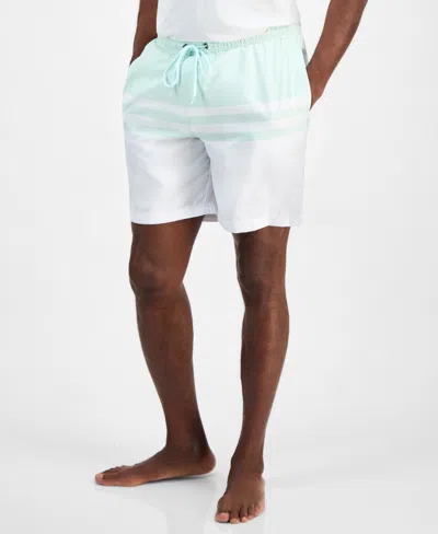 Club Room Men's Quick-dry Performance Colorblocked Stripe 7" Swim Trunks, Created For Macy's In White