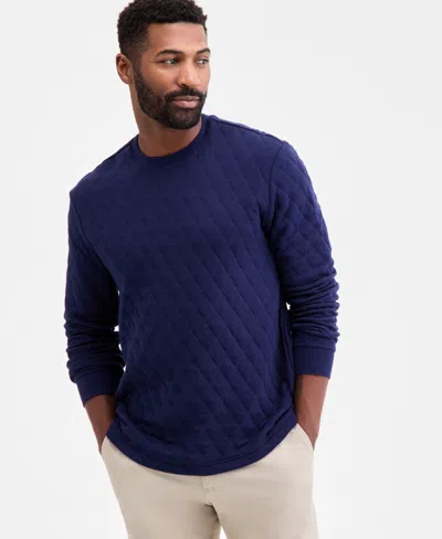 Club Room Men's Quilted Crewneck Sweatshirt, Macy's Exclusive In Blue