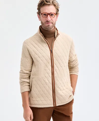 Club Room Men's Quilted Full-zip Mock Neck Sweatshirt, Macy's Exclusive In Neutral