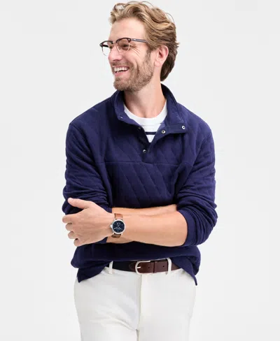 Club Room Men's Quilted Snap Mock Neck Sweater, Macy's Exclusive In Blue