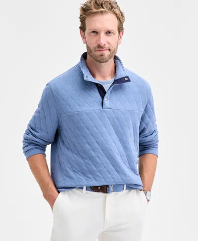Club Room Men's Quilted Snap Mock Neck Sweater, Macy's Exclusive In Blue