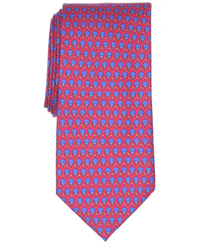 Club Room Men's Racket Classic Neat Pattern Silk Tie, Macy's Exclusive In Red