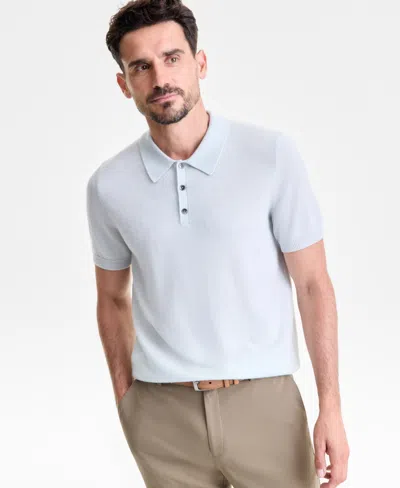 Club Room Men's Regular-fit 100% Cashmere Sweater Polo Shirt, Macy's Exclusive In Blue