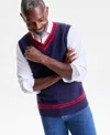 Club Room Men's Regular-fit 100% Cashmere V-neck Sweater Vest, Macy's Exclusive In Blue