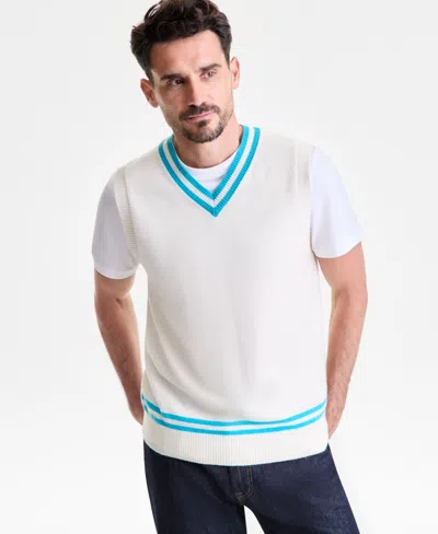 Club Room Men's Regular-fit 100% Cashmere V-neck Sweater Vest, Macy's Exclusive In White
