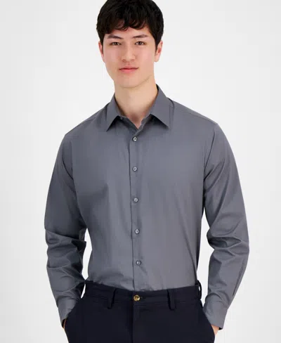 Club Room Men's Regular-fit Dress Shirt, Created For Macy's In Charcoal White