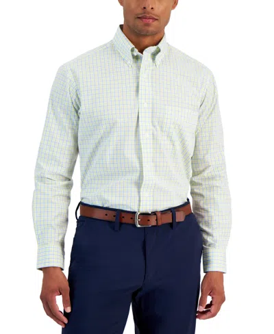 Club Room Men's Regular-fit Gingham Dress Shirt, Created For Macy's In Yellow Light Blue