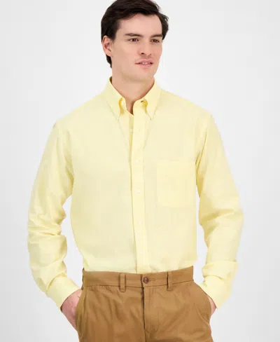 Club Room Men's Regular Fit Pinpoint Dress Shirt, Created For Macy's In Yellow