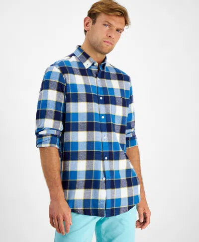 Club Room Men's Regular-fit Plaid Flannel Shirt, Created For Macy's In Sapphire Lake