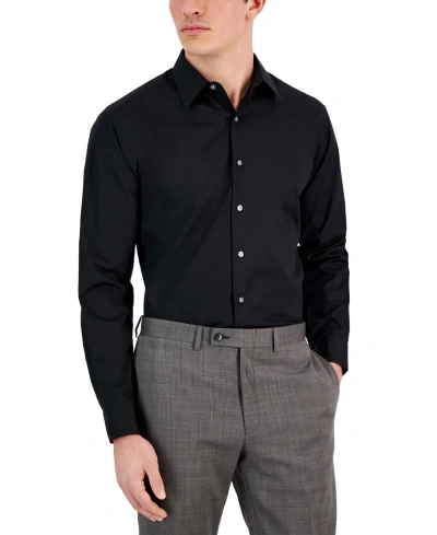Club Room Men's Regular-fit Solid Dress Shirt, Created For Macy's In Deep Black