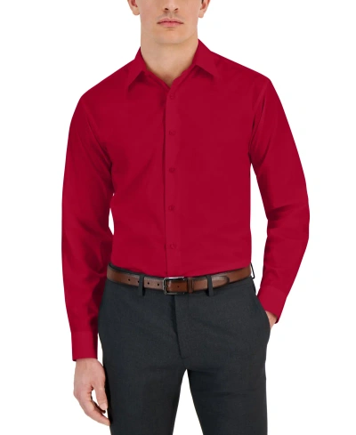 Club Room Men's Regular-fit Solid Dress Shirt, Created For Macy's In Jester Red