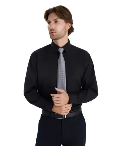 Club Room Men's Regular Fit Solid Dress Shirt, Macy's Exclusive In Black